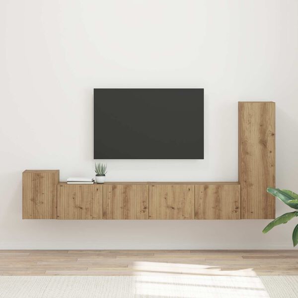 vidaXL Ensemble meuble TV 3 pcs Ch&ecirc;ne artisanal Bois d'ing&eacute;nierie