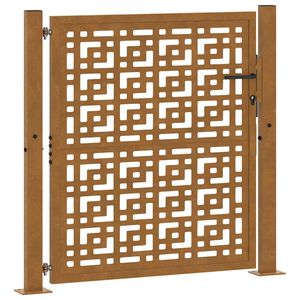 vidaXL Portail de jardin 100x100 cm en acier patiné avec croix