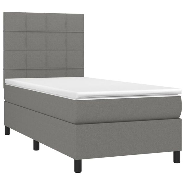 vidaXL Sommier &agrave; lattes de lit avec matelas Gris fonc&eacute; 100x200cm Tissu