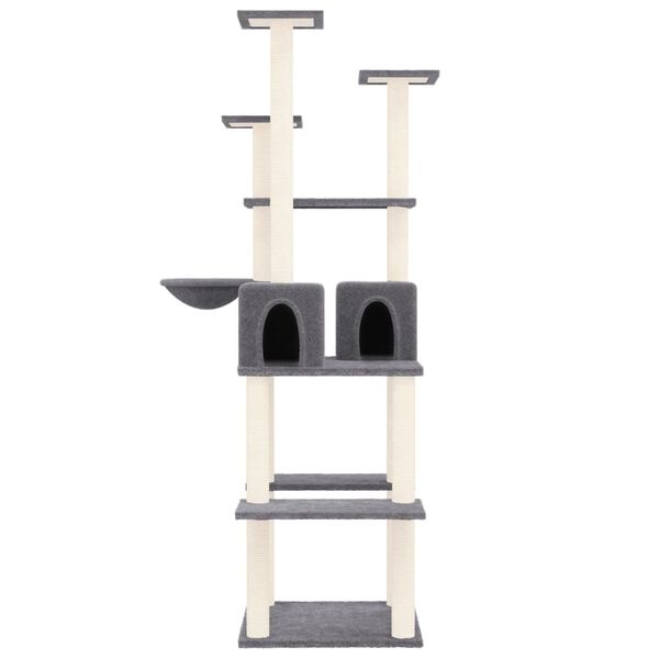 vidaXL Arbre &agrave; chat avec griffoirs en sisal Gris fonc&eacute; 167 cm