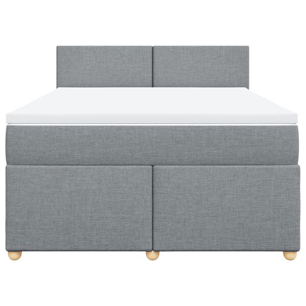 vidaXL Sommier &agrave; lattes de lit avec matelas Gris clair 140x200cm Tissu