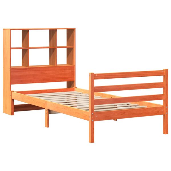 vidaXL Lit bibliothèque sans matelas cire marron 90x190 cm bois massif