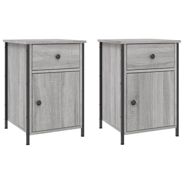 vidaXL Tables de chevet 2 pcs sonoma gris 40x42x60cm bois d'ing&eacute;nierie
