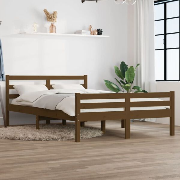 vidaXL Cadre de lit sans matelas marron miel bois massif 150x200 cm
