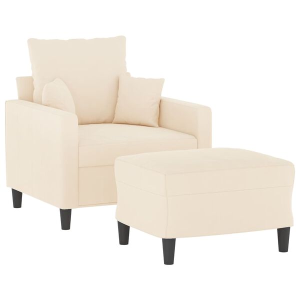 vidaXL Fauteuil avec repose-pied Cr&egrave;me 60 cm Velours