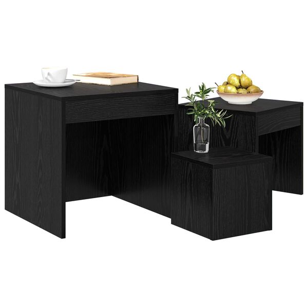 vidaXL Table basse 3 pcs Ch&ecirc;ne noir Bois d'ing&eacute;nierie