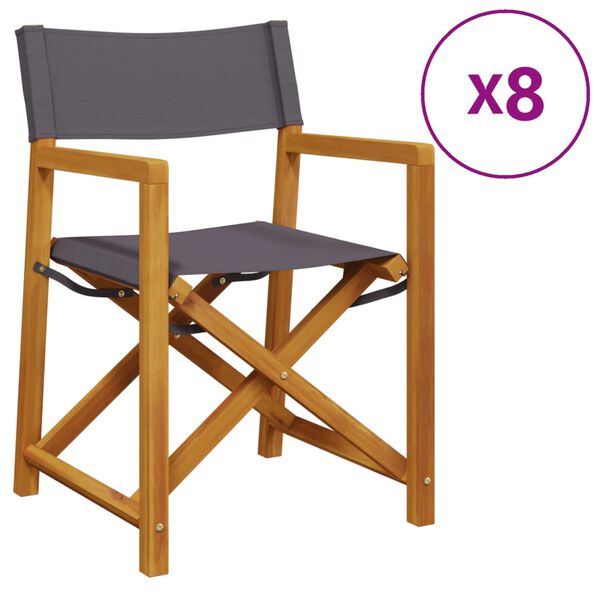 vidaXL Chaises pliables de jardin lot de 8 gris fonc&eacute; tissu
