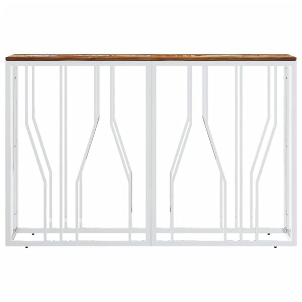 vidaXL Table console argent&eacute; acier inoxydable/bois massif r&eacute;cup&eacute;ration