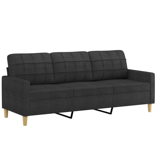 vidaXL Canap&eacute; &agrave; 3 places Noir 180 cm Tissu