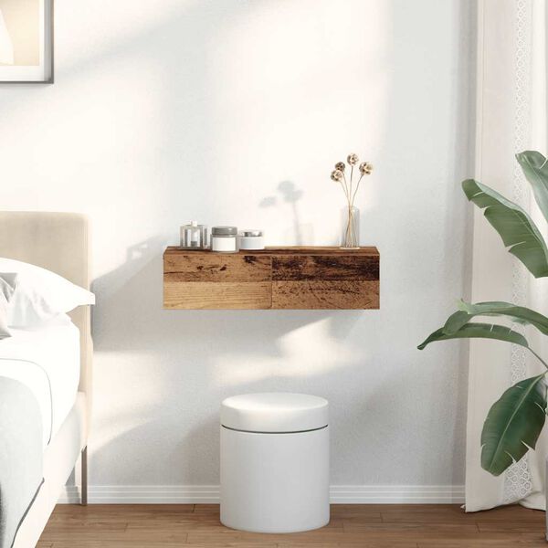 vidaXL &Eacute;tag&egrave;re murale avec tiroirs vieux bois bois d'ing&eacute;nierie