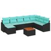 vidaXL Ensemble de canap&eacute; de jardin avec coussin 9 pcs Noir polyrotin