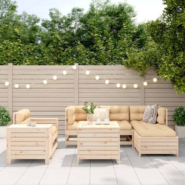 vidaXL Salon de jardin 7 pcs bois de pin massif