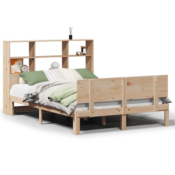 vidaXL Lit biblioth&egrave;que sans matelas 140x190 cm bois de pin massif
