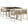 vidaXL Ensemble &agrave; manger de jardin avec coussins 5pcs Beige poly rotin