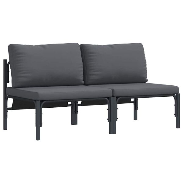 vidaXL Mobilier de jardin avec coussin avec oreiller Anthracite Acier