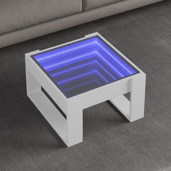 vidaXL Table basse avec LED infini blanc 50x53x30 cm