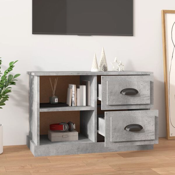 vidaXL Meuble TV gris b&eacute;ton 73x35,5x47,5 cm bois d'ing&eacute;nierie