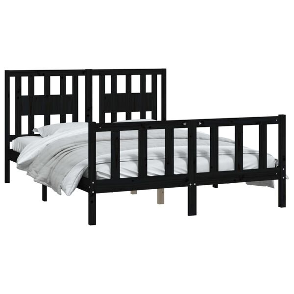 vidaXL Cadre de lit sans matelas noir bois de pin massif 120x200 cm