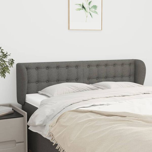vidaXL T&ecirc;te de lit avec oreilles Gris fonc&eacute; 147x23x78/88 cm Tissu