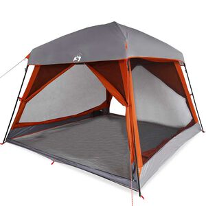 vidaXL Tente de cabine familiale 6 personnes gris orange imperm&eacute;able