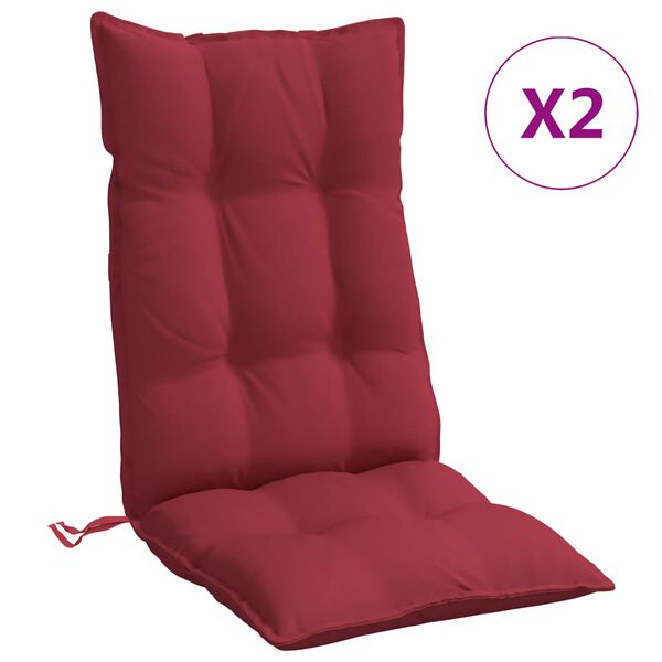vidaXL Coussins de chaise &agrave; dossier haut lot de 2 rouge bordeaux