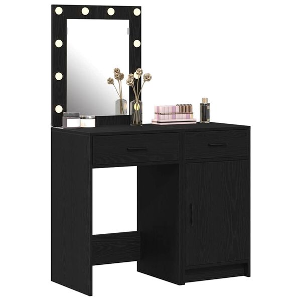 vidaXL Table de Toilette 2 pcs Noir 50 x 41 x 135 cm Bois d'ing&eacute;nierie