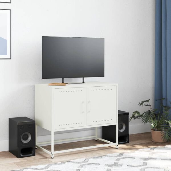 vidaXL Meuble TV blanc 68,5x39x60,5 cm acier