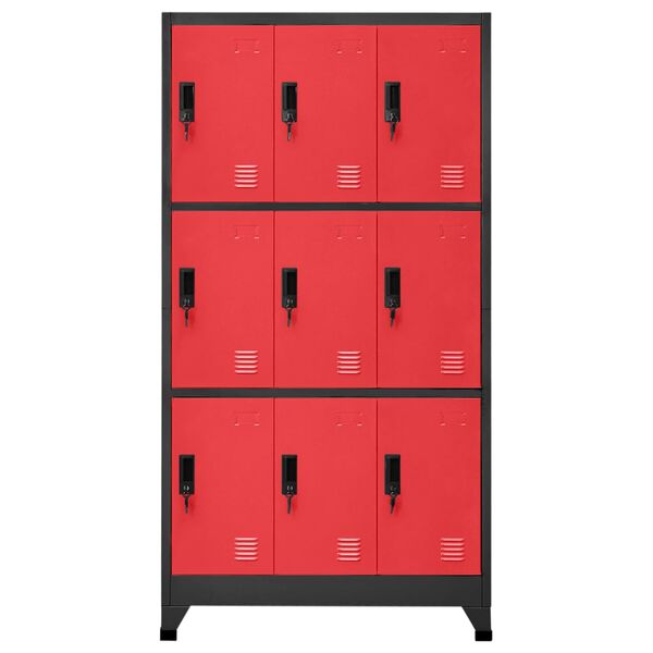 vidaXL Armoire à casiers Anthracite et rouge 90x45x180 cm Acier