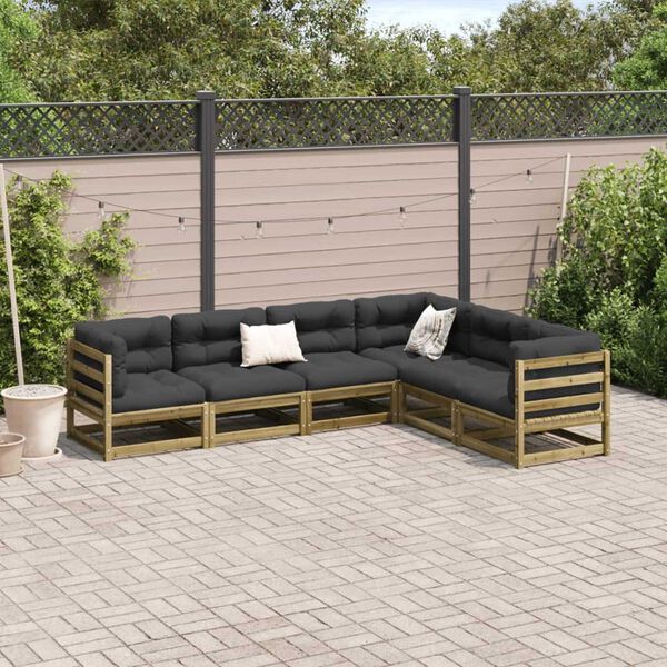 vidaXL Salon de jardin 6 pcs bois de pin impr&eacute;gn&eacute;