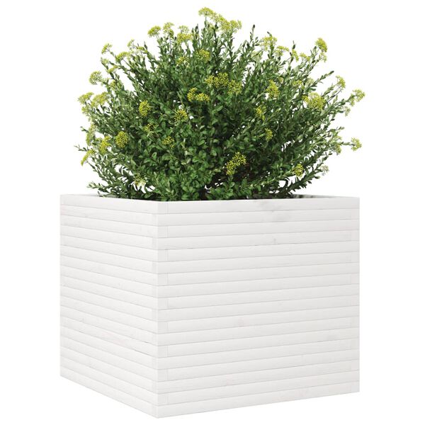 vidaXL Jardini&egrave;re blanc 80x80x68,5 cm bois de pin massif