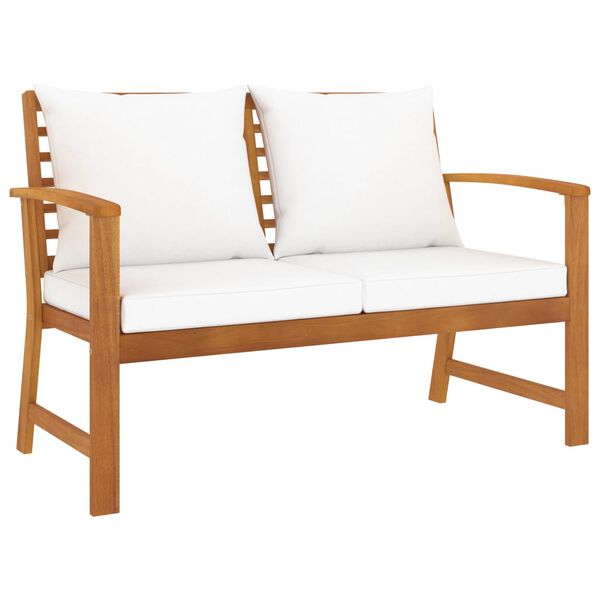 vidaXL Banc de jardin avec coussin cr&egrave;me 120 cm Bois solide d'acacia