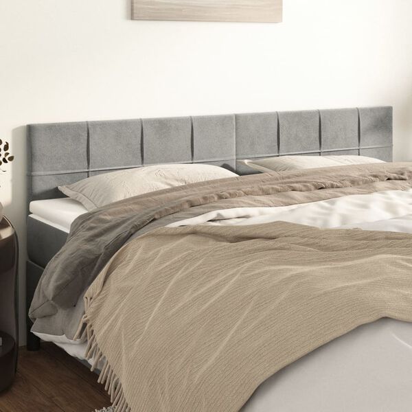 vidaXL T&ecirc;tes de lit 2 pcs gris clair 80x5x78/88 cm velours