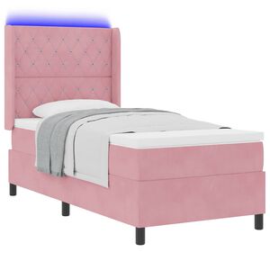 vidaXL Lit &agrave; ressorts avec matelas avec LED Rose 100 x 200 cm Velours