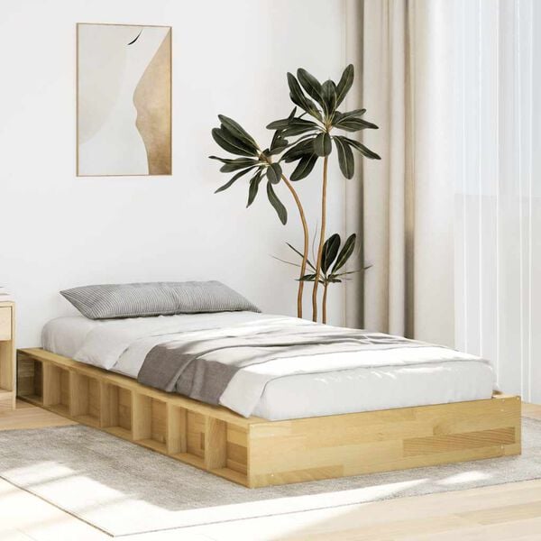 vidaXL Cadre de lit sans matelas 90x190 cm bois massif de ch&ecirc;ne