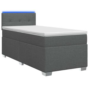 vidaXL Lit de box spring avec matelas et LED Gris fonc&eacute; Simple Tissu