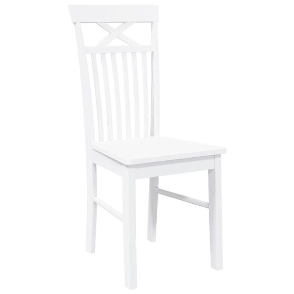vidaXL Chaises à manger 2 pcs blanc bois massif caoutchouc
