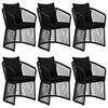 vidaXL Ensemble à manger de jardin et coussins 7 pcs Noir Rotin PVC