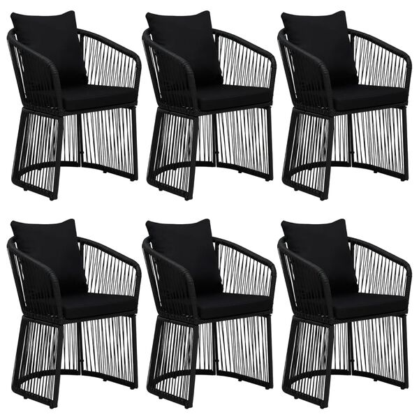 vidaXL Ensemble à manger de jardin et coussins 7 pcs Noir Rotin PVC