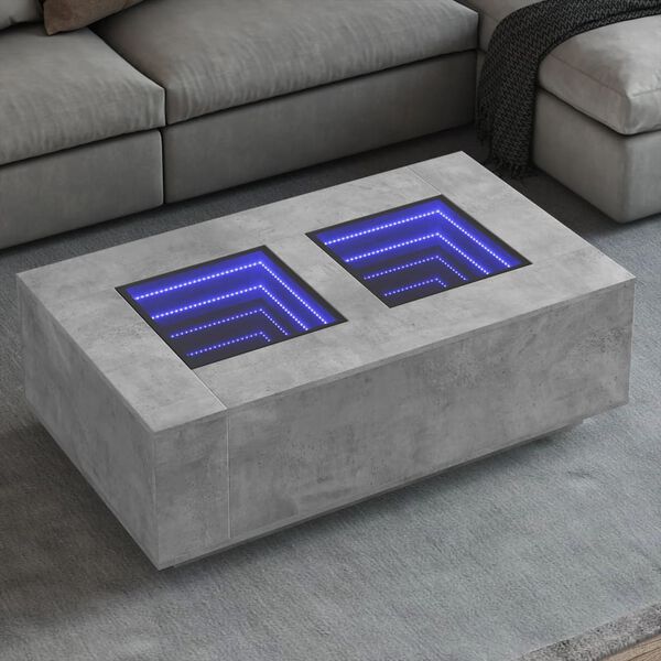 vidaXL Table basse avec LED infini gris b&eacute;ton 116x69x40 cm