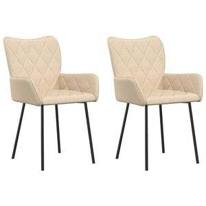 vidaXL Chaises &agrave; manger lot de 2 cr&egrave;me tissu