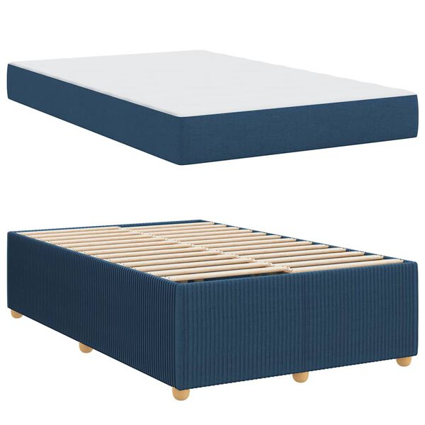 vidaXL Cadre de lit avec matelas Bleu 120 x 200 cm tissu