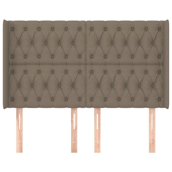 vidaXL T&ecirc;te de lit avec oreilles Taupe 147x16x118/128 cm Tissu
