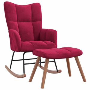 vidaXL Chaise &agrave; bascule avec repose-pied Rouge bordeaux Velours