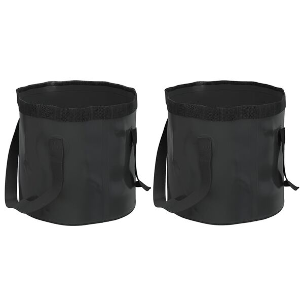 vidaXL Seaux pliables 2 pcs noir 30 L PVC