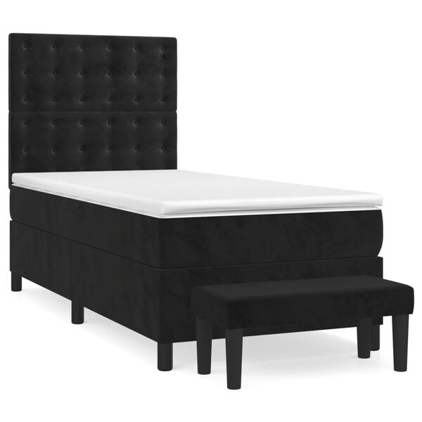 vidaXL Sommier &agrave; lattes de lit avec matelas Noir 100x200 cm Velours