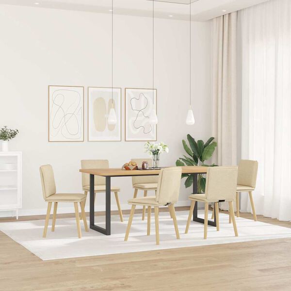 vidaXL Chaises à manger lot de 6 crème tissu