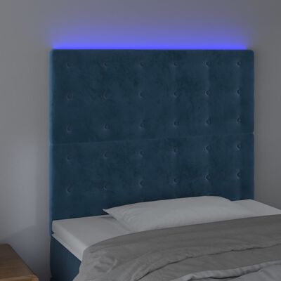 vidaXL Tête de lit à LED Bleu foncé 80x5x118/128 cm Velours
