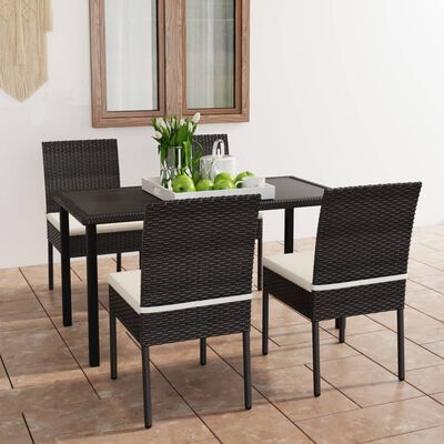 vidaXL Ensemble à manger de jardin 5 pcs Résine tressée Noir