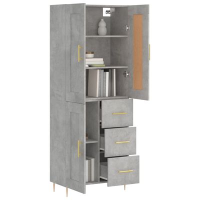 vidaXL Buffet haut Gris béton 69,5x34x180 cm Bois d'ingénierie