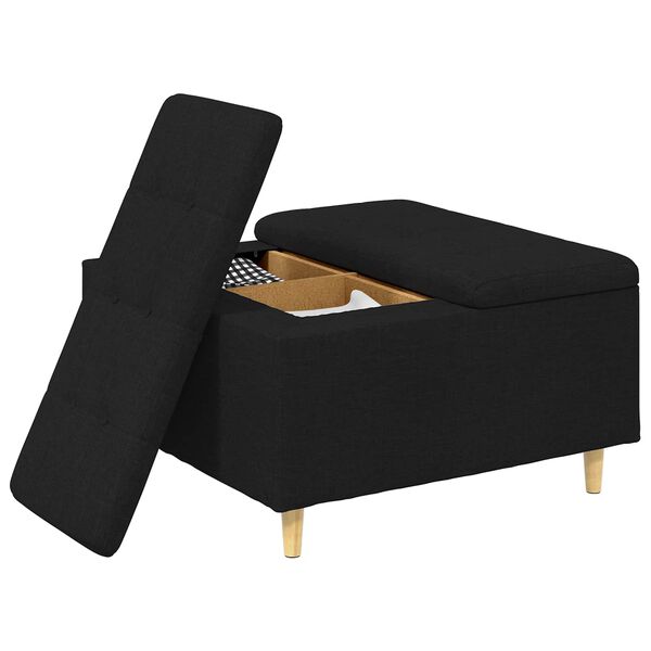 vidaXL Pouf de rangement avec coussin Noir 80 x 80 x 45 cm tissu